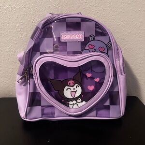 Kuromi Purple Mini Backpack with Heart Window